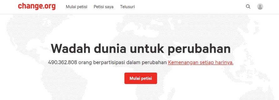 Change.org sebagai salah satu situs petisi daring di Indonesia | Sumber: change.org